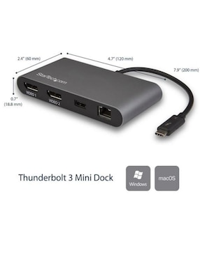 Mini Dock Thunderbolt 3 para Doble Pantalla de 4K con DisplayPort Startech.com