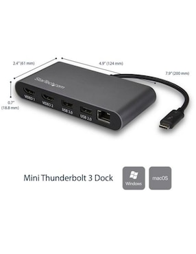 Mini Dock Thunderbolt 3 para Doble Pantalla de 4K con HDMI Startech.com