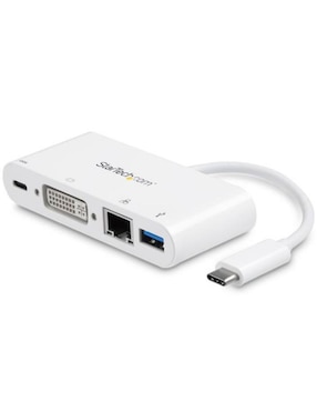 Adaptador Multipuertos USB-C Para Laptops Docking Station USB Tipo C DVI GbE Con Hub Concentrador USB 3.0 Startech.com