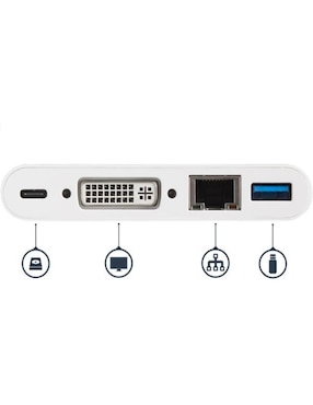 Adaptador Multipuertos USB-C para Laptops Docking Station USB Tipo C DVI GbE con Hub Concentrador USB 3.0 Startech.com