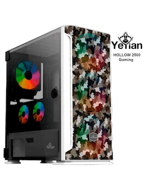 Gabinete Gamer Yeyian Hollow 2500 Gaming Cristal Templado Blanco YGH-49704