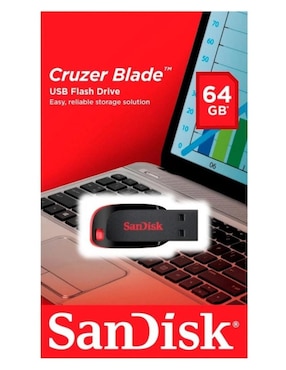 Memoria USB 64GB Sandisk Cruzer Blade 2.0 SDCZ50-064G-B35 negro rojo
