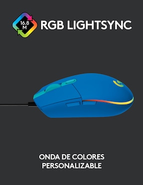 Mouse/mouse gamer alámbrica logitech g203 azul 910-005795