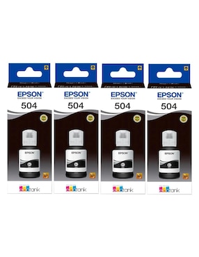 Set 4 Botellas Tinta Epson T504 L4150 Negro L4160 L6161 L6171 L6191