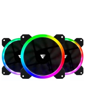 Set 3 Ventiladores Game Factor 120mm Con Control RGB 2 Tiras LED 30 Cm FKG400