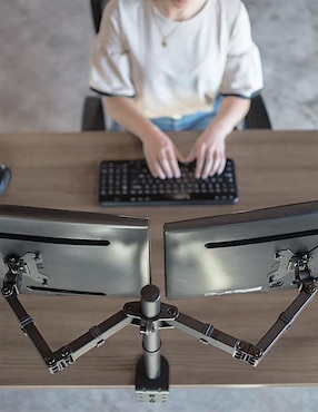 Soporte para 2 Monitores de 13 a 32 Pulgadas con Base para Escritorio Redlemon
