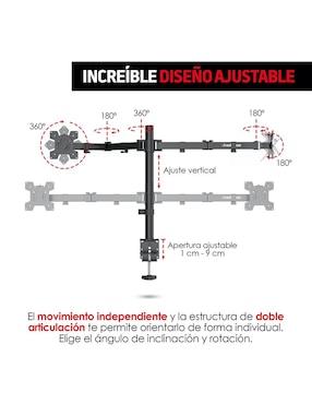 Soporte para 2 Monitores de 13 a 32 Pulgadas con Base para Escritorio Redlemon