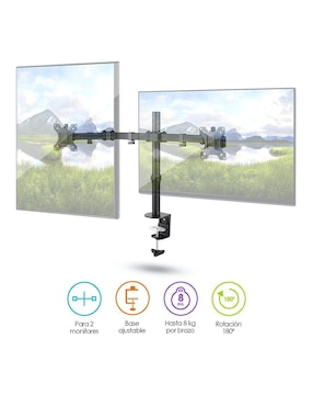 Soporte para 2 Monitores de 13 a 32 Pulgadas con Base para Escritorio Redlemon