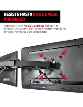 Soporte para 2 Monitores de 13 a 32 Pulgadas con Base para Escritorio Redlemon