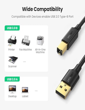 Cable USB A Ugreen a USB B de 1.5 m
