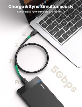 Cable USB a Micro USB Ugreen Reforzado Disco Duro HDD SSD 50 cm