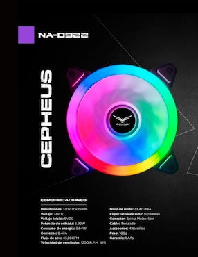 Ventilador Naceb Cepheus 120mm 1200RPM RGB NA-0922