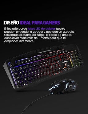 Set Mouse y Teclado Gamer Alámbrico USB con Luz RGB Windows y Mac Redlemon