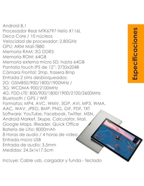 Tablet Genérica Vm-102X 12 pulgadas 4 GB de 3 GB RAM