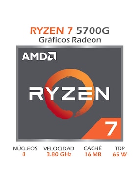 Procesador AMD Ryzen 7 5700G Turbo 4.6GHz 8 Core AM4 100-100000263BOX