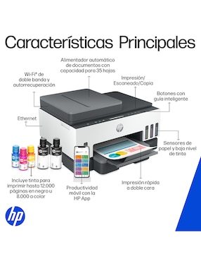 Multifuncional HP Smart Tank 750 de tinta continua alámbrica a color
