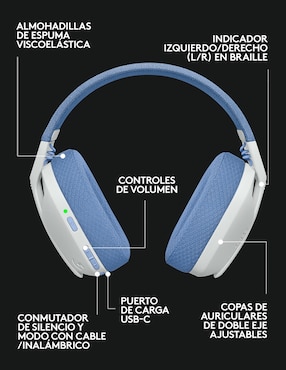 Audífonos gamer over - ear Logitech G435 Inalámbricos con cancelación de ruido