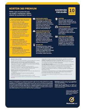 Norton 360 Premium Antivirus Norton para 10 usuarios