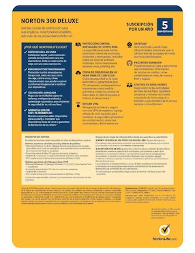 Norton 360 Deluxe Antivirus Norton para 5 usuarios
