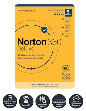 Norton 360 Deluxe Antivirus Norton para 5 usuarios