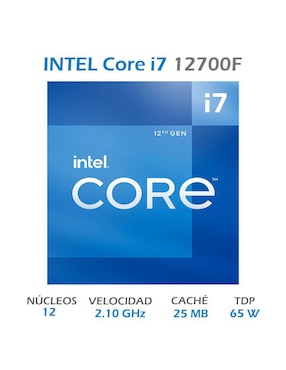 Procesador Intel Core i7 12700F con 12 núcleos