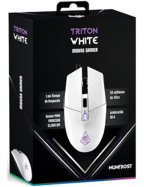 Mouse Alámbrico Munfrost Triton White Glossy