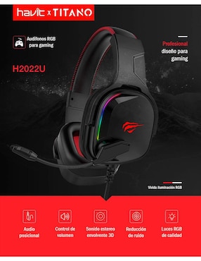 Audífonos Gamer Over-Ear Titano Alámbricos
