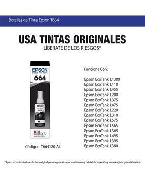 Botella de Tinta Epson T664120 negro