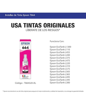 Botella de Tinta Epson T664320 magenta
