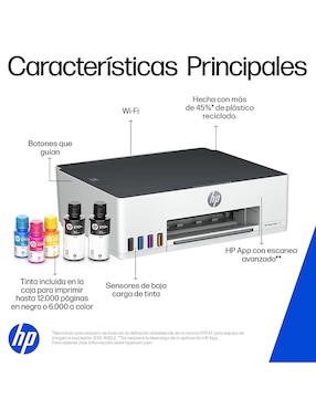 Impresora térmica HP modelo Smart Tank 210 de tanques inalámbrica a color