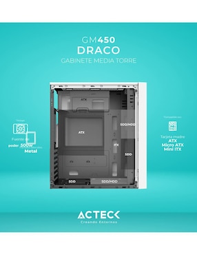 Gabinete de Computadora Acteck AC-935722 + Fuente de Poder