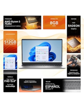 Laptop Dell Inspiron 15 3535 15.6 pulgadas Full HD AMD Ryzen 5 AMD Radeon 8 GB RAM 512 GB SSD