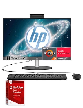 Computadora All In One HP 245 G10 23.8 Pulgadas HD AMD Ryzen 3 AMD Radeon 8 GB RAM 512 GB SSD