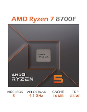 Procesador AMD Ryzen 7 8700F con 8 núcleos