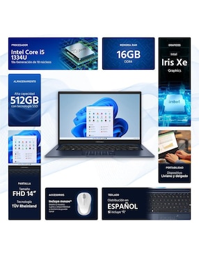 Laptop Asus Vivobook 14 14 pulgadas Full HD Intel Core i5 Intel Iris XE 16 GB Ram 512 GB SSD