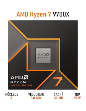 Procesador AMD Ryzen 7 9700X con 8 núcleos