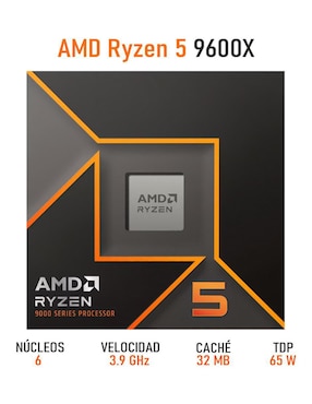 Procesador AMD Ryzen 5 9600X con 6 núcleos