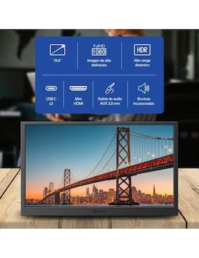 Monitor portátil Steren standard full HD 15.6 pulgadas DIS-116