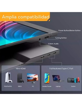 Monitor portátil Genérica standard full HD 15.6 pulgadas PTM15