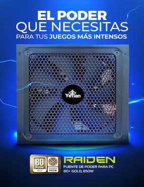 Fuente de poder Yeyian YFG-65002-01_650W_GOLD
