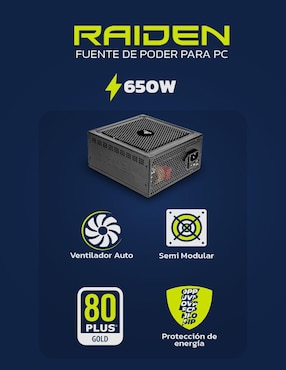 Fuente de poder Yeyian YFG-65002-01_650W_GOLD