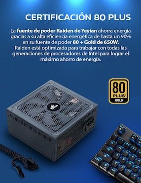 Fuente de poder Yeyian YFG-65002-01_650W_GOLD