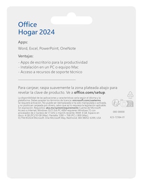 Office Hogar y Estudiante 2024 Escolar y trabajo Microsoft para 1 usuario