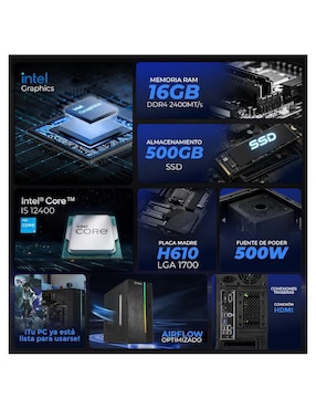Computadora gamer Xtreme PC Gaming XTPCI516GBHD730MUB 23.8 pulgadas Full HD Intel Core i5 Intel UHD 16 GB RAM 500 GB SSD