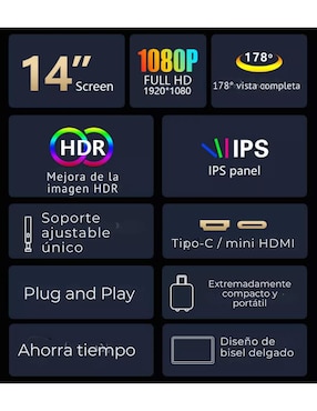 Monitor portátil Mr. Gadgets standard full HD 14 pulgadas S14