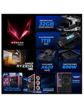 Computadora gamer Xtreme Pc Gaming XTPCR932GB5720MDP AMD Ryzen 9 AMD Radeon Graphics 32 GB RAM 1 TB SSD