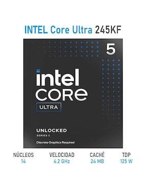Procesador Intel Core Ultra 5 245KF con 14 núcleos