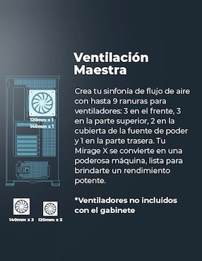 Gabinete de computadora Yeyian YCF-EPMIR-X1 Mirage X