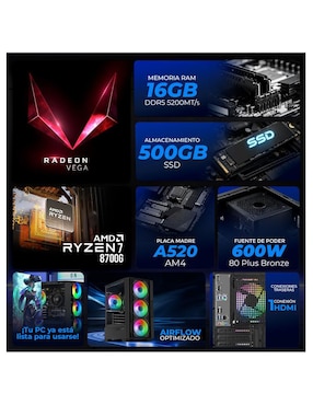 Computadora gamer Xtreme PC Gaming XTPCR732GB5780MMDMB 27 pulgadas Full HD AMD Ryzen 7 AMD Radeon 780M 16 GB RAM 500 GB SSD