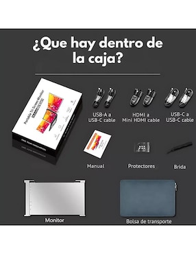 Monitor portátil Mr. Gadgets standard full HD 15.6 pulgadas
